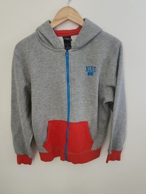 Nike Kids' Color Block Gray & Red Full-Zip Hoodie Jacket XL